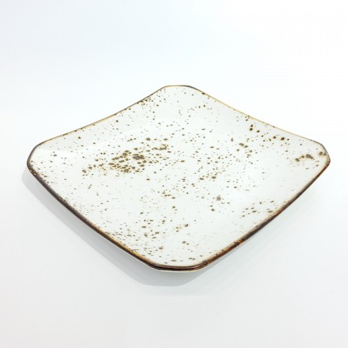 #KK1326-WT; Ceramic square plate 8" WT