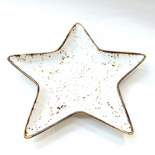 #KK2834-WT; Ceramic 8" star plate #WT