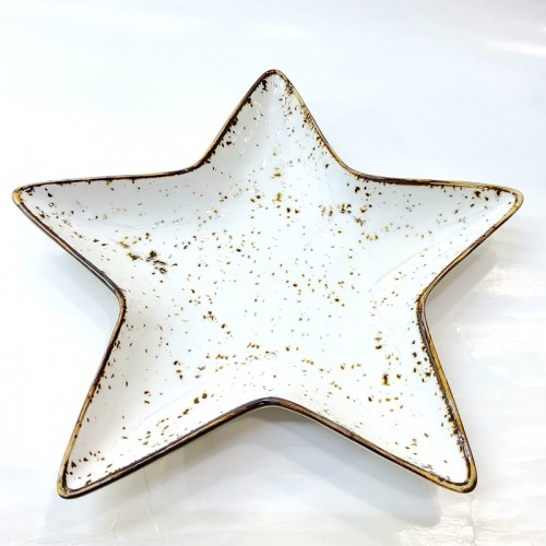 #KK2841-WT; Ceramic 10" star plate #WT 