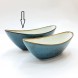 #KK6093-BL; Ceramic boat shape bowl 8" #BL