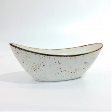 #KK6093-WT; Ceramic boat shape bowl 8&qu..