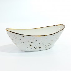 #KK7250-WT; Ceramic boat shape bowl 6.75..