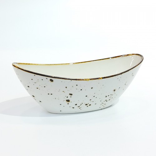 #KK7250-WT; Ceramic boat shape bowl 6.75" #WT