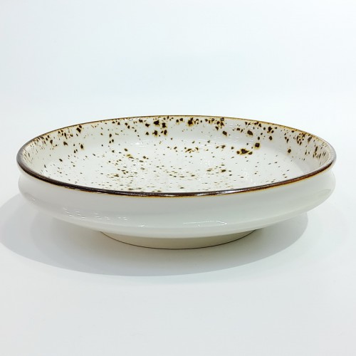 #KK8202-WT; Ceramic 17cm round plate #WT