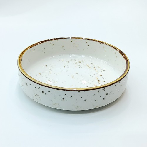 #KK9070-WT; Ceramic 6" deep round plate #WT