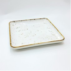 #KK9087-WT; Ceramic 8" square plate..