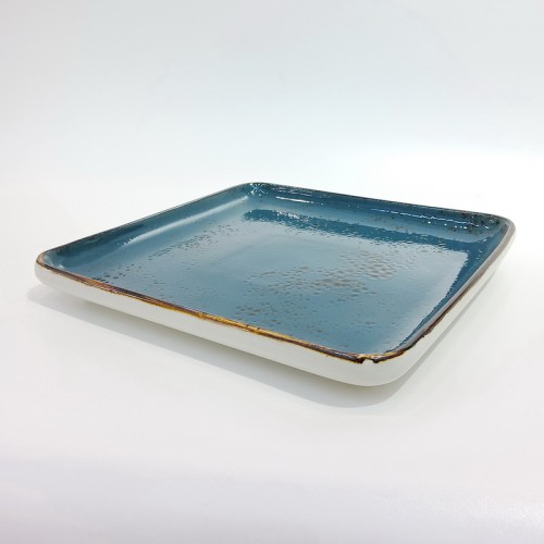 #KK9094-BL; Ceramic 10" square plate #BL