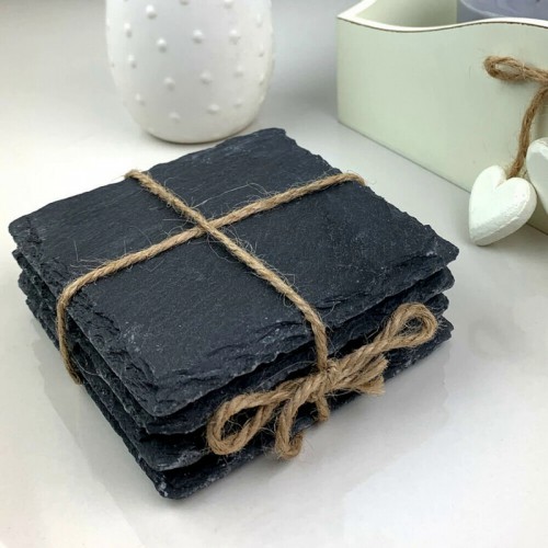 #SLT1010; Slate coaster set of 4; 10x10cm