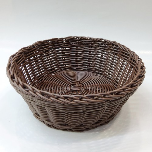 #WK211695-BN;  PP rattan basket round Brown