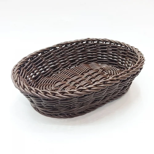 #WK251965-BN;  PP rattan basket oval 25x19 BN