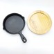 #YY079-6-14; Cast iron pan round 14cm + wood