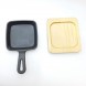 #YY084-1; Cast iron pan square 12cm + wood