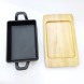 #YY086-1; Cast iron pan + wood 11x16cm