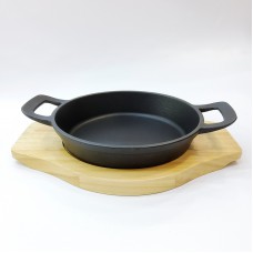 #YY185R; Cast iron pan rd. 18.5cm + wood..