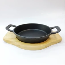 #YY185R; Cast iron pan rd. 18.5cm + wood..