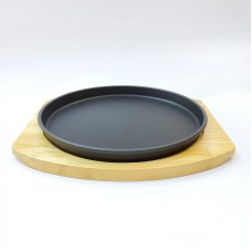 #YY2003; Cast iron pan 26cm round + wood..