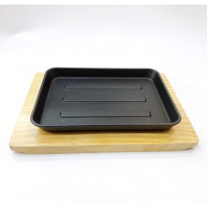 #YY2015; Cast iron pan 22x16cm + wood..