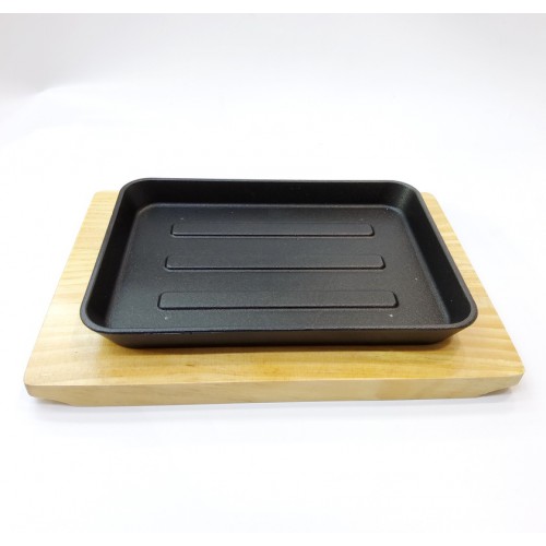 #YY2015; Cast iron pan 22x16cm + wood