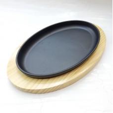 #YY2040; Cast iron pan 24x16cm + wood..