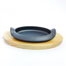 #YY2041; Cast iron pan 21cm oval + wood..