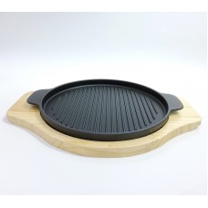 #YY2050; Cast iron pan 26cm Rd. + wood  ..