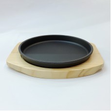 #YY2088; Cast iron pan 18cm round + wood..