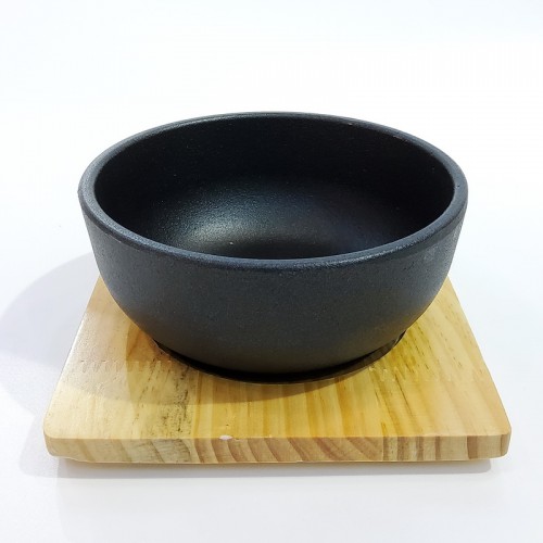 #YY2115; Cast iron bowl 15cm Rd. + wood