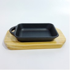 #YY8021; Cast iron pan 14.5x10cm + wood..