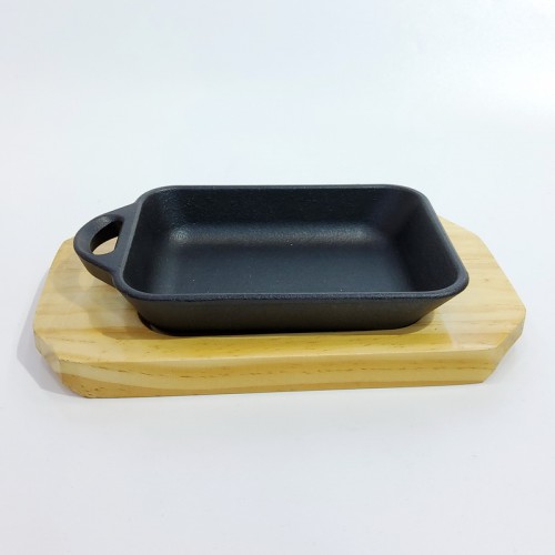 #YY8021; Cast iron pan 14.5x10cm + wood