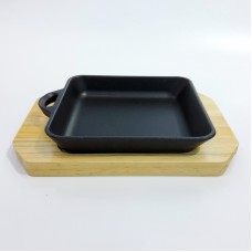 #YY8022; Cast iron pan 16.5x15cm + wood..