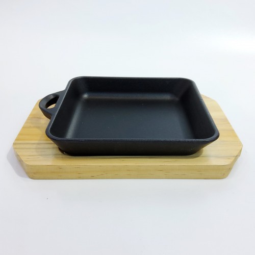 #YY8022; Cast iron pan 16.5x15cm + wood